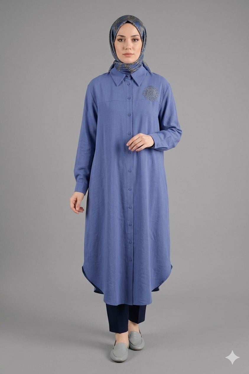 Armine TEND Çiçek Detaylı Tunik İndigo 26YT403