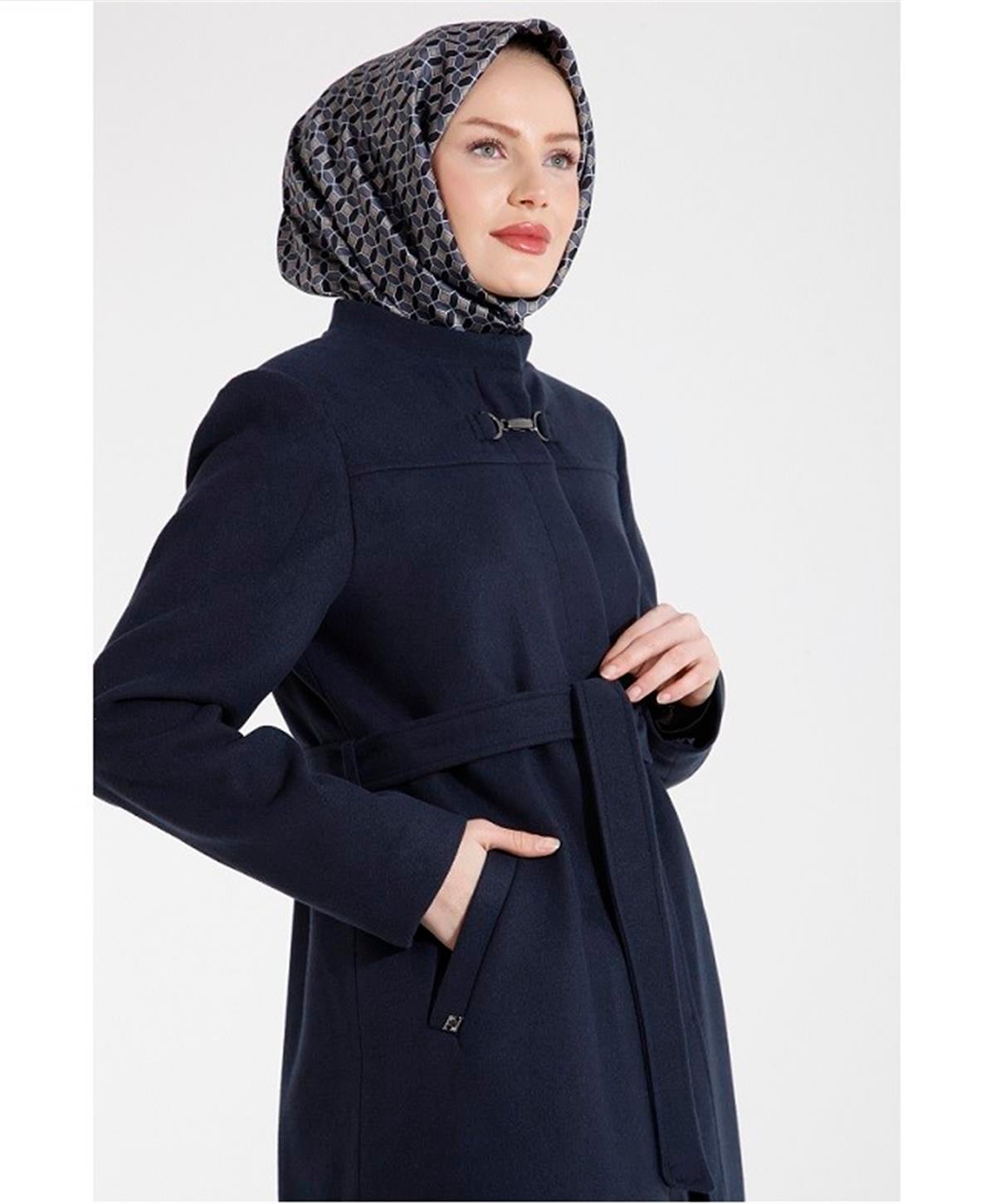 Armine Trend 22KT805 Kaşe Kaban Lacivert