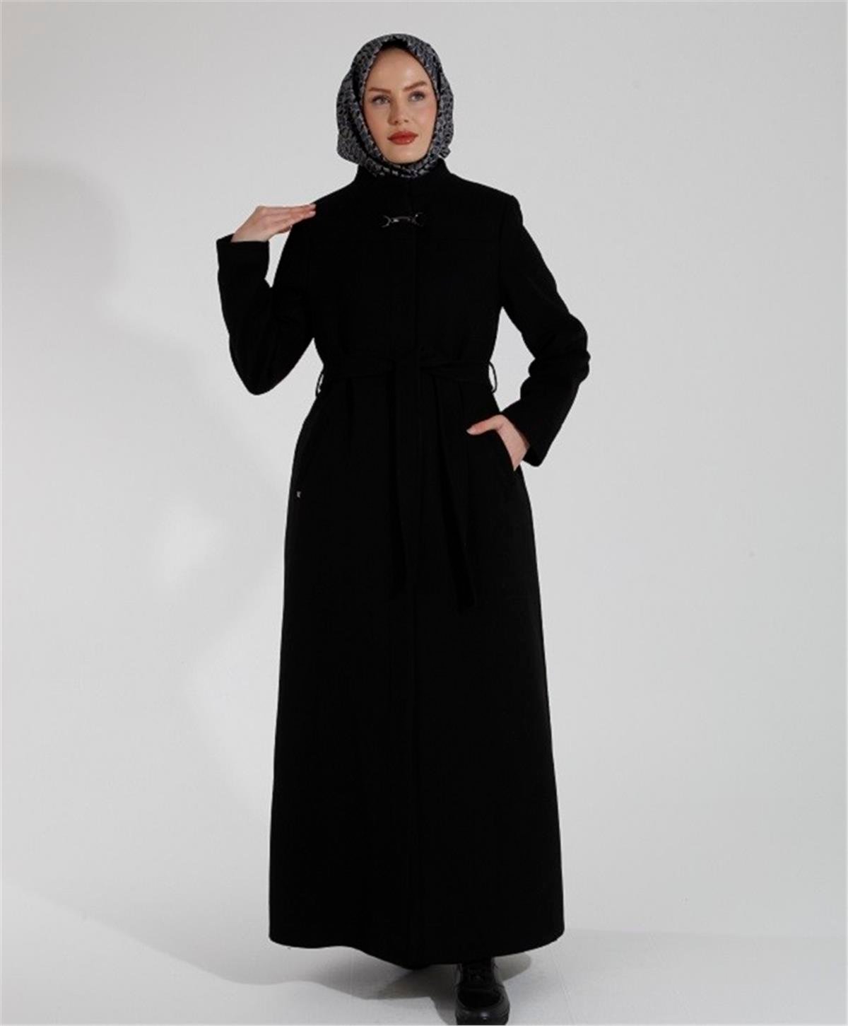 Armine Trend 22KT805 Kaşe Kaban Siyah
