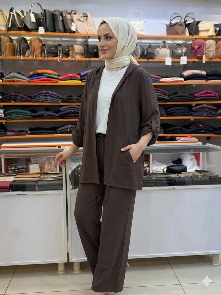 Armine TREND 3'Lü Pantolonlu  Bayan Spor Takım Kahverengi 26YTD6174