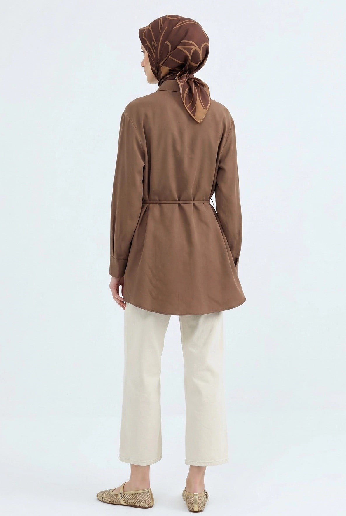Armine TREND Aller Detaylı Beli İpli Çiçek Desen İşlemeli Tunik Kiremit 26YT407