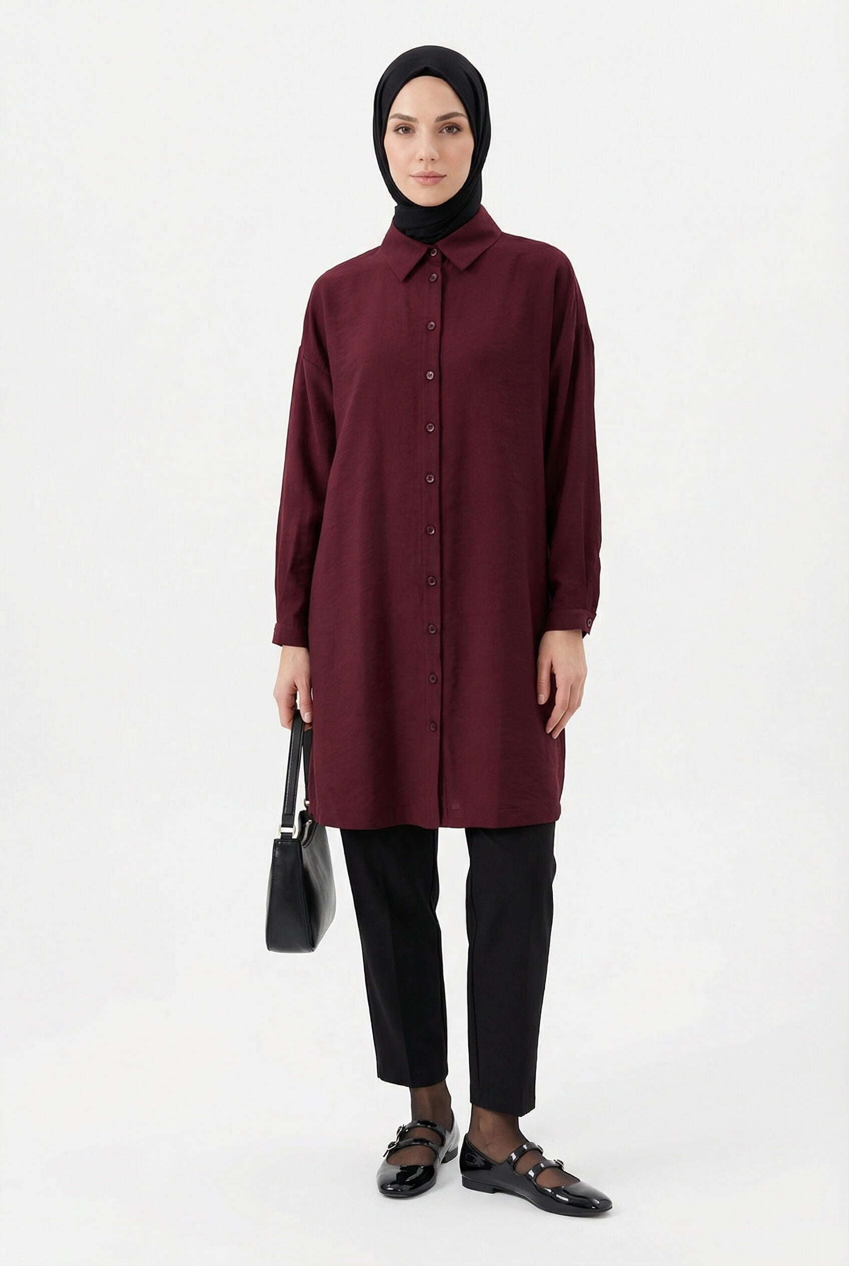 Armine TREND Arkası İşlemeli Tunik Bordo 26YT418