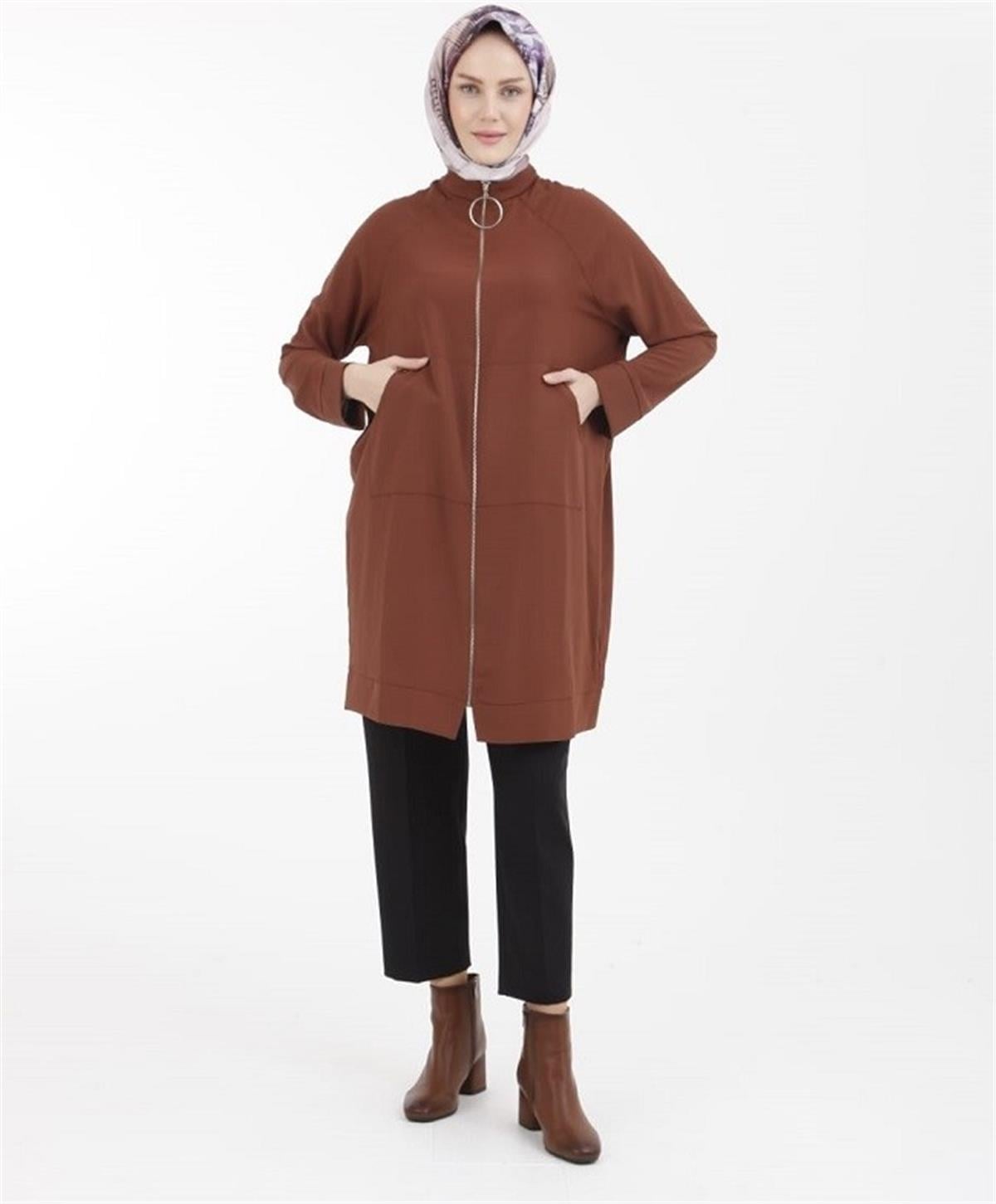 Armine Trend Arkası Yıldız Detaylı Fermuarlı Giyçık 23YT524 22KT520 Kahverengi
