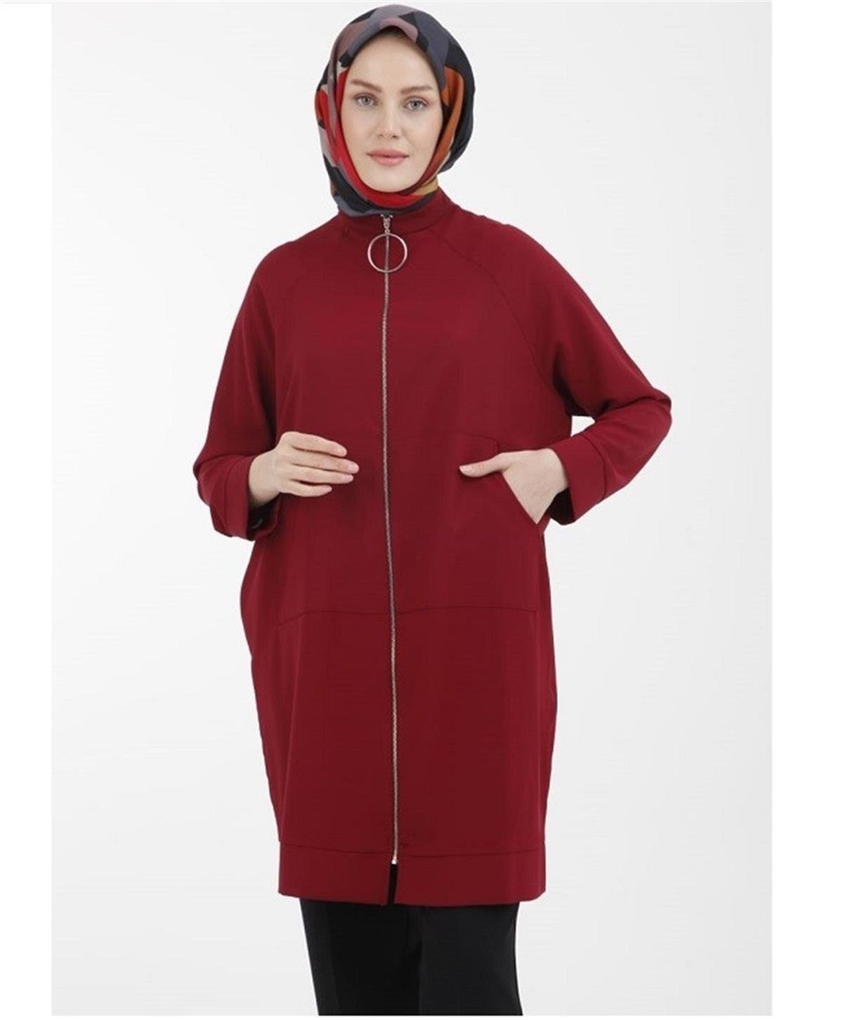 Armine Trend Arkası Yıldız Detaylı Fermuarlı Giyçık 23YT524 22KT520 Bordo