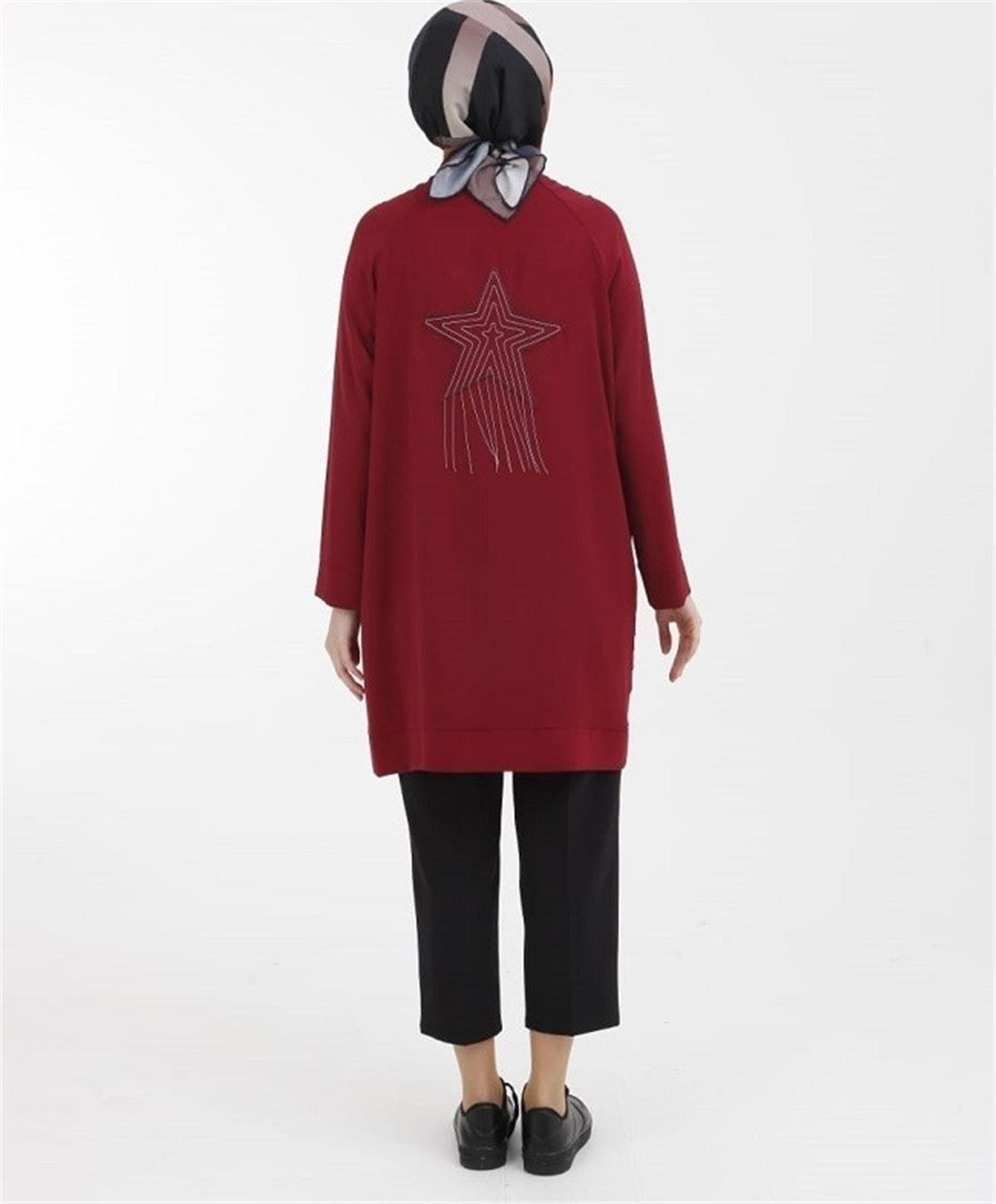 Armine Trend Arkası Yıldız Detaylı Fermuarlı Giyçık 23YT524 22KT520 Bordo