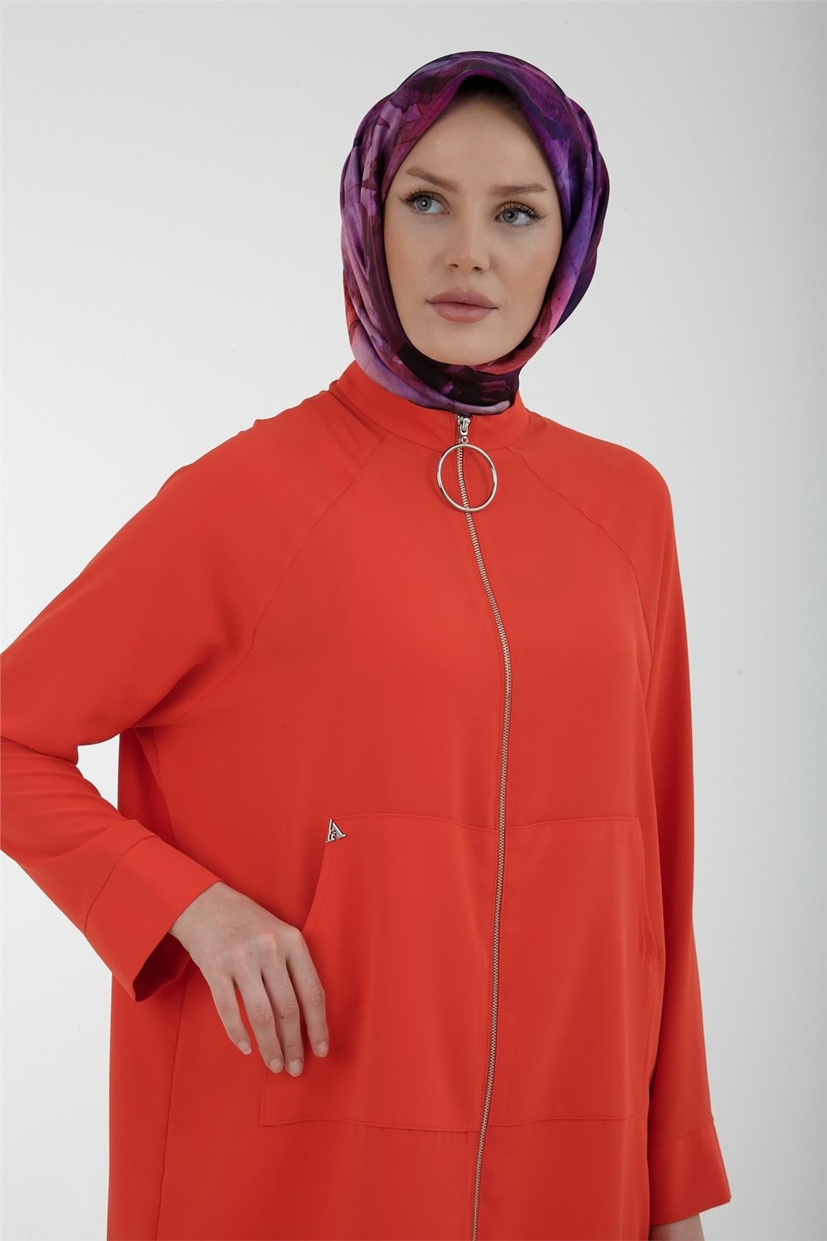 Armine Trend Arkası Yıldız Detaylı Fermuarlı Giyçık 23YT524 22KT520 Mercan