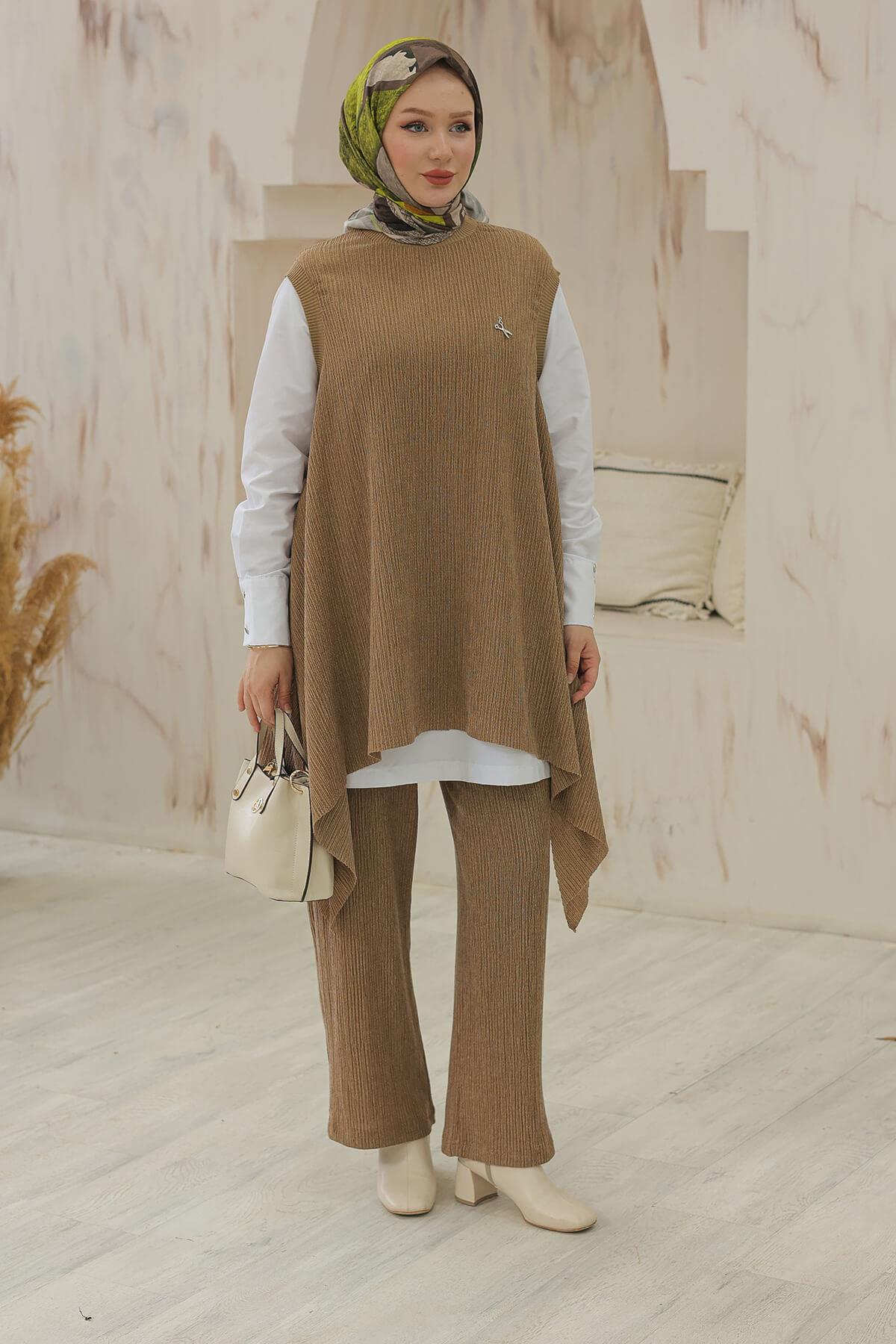 Armine TREND Asimetrik Kesim 3'lü Takım Camel 24KT634