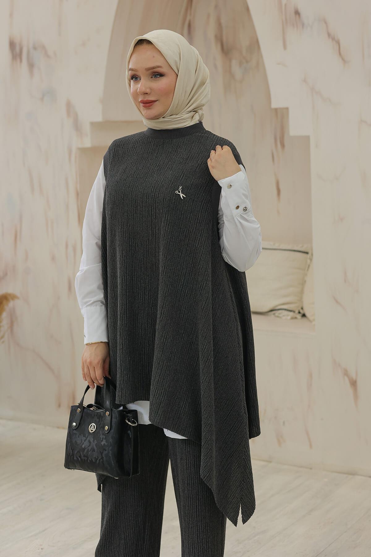 Armine TREND Asimetrik Kesim 3'lü Takım Siyah 24KT634