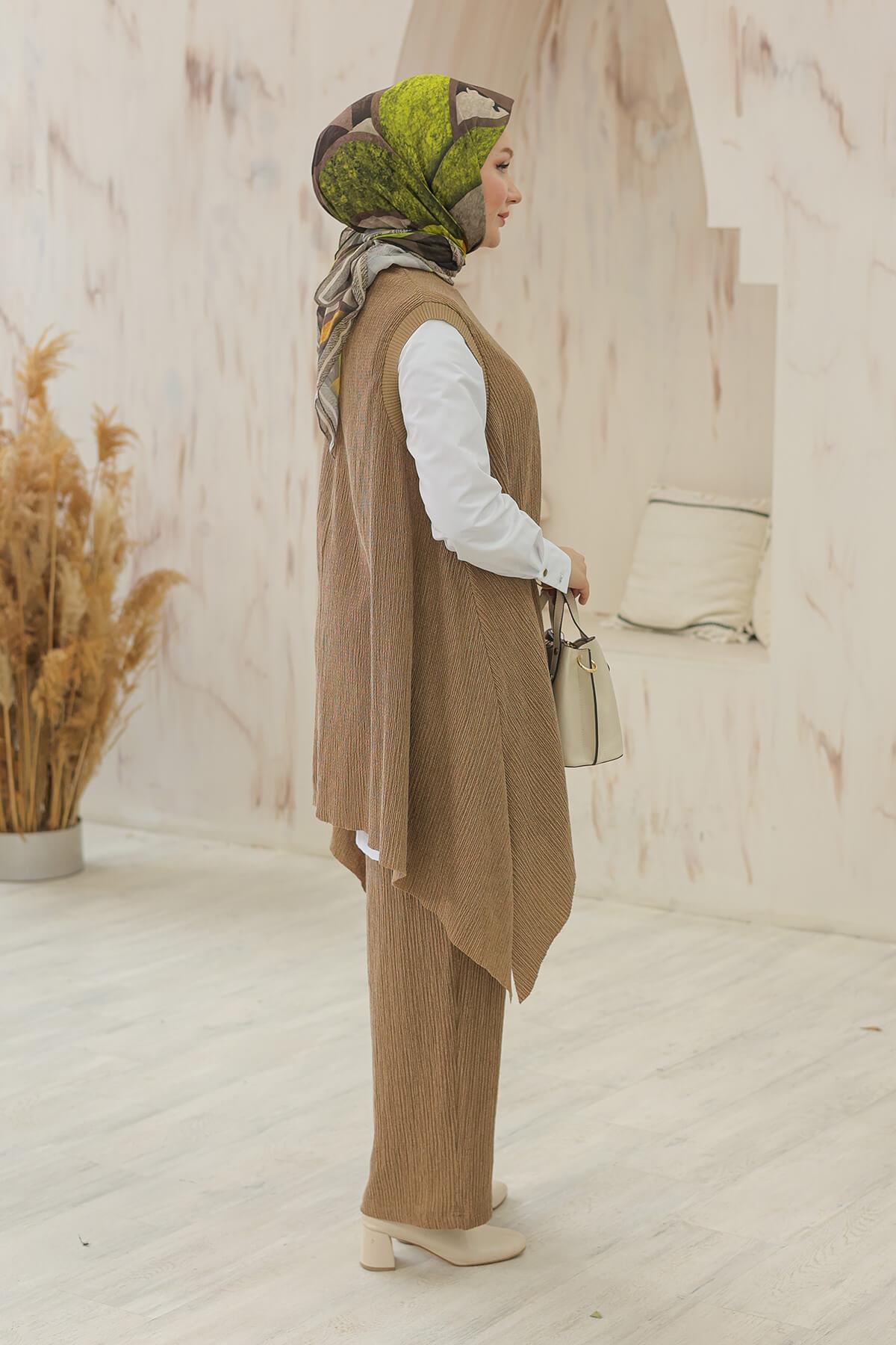 Armine TREND Asimetrik Kesim 3'lü Takım Camel 24KT634