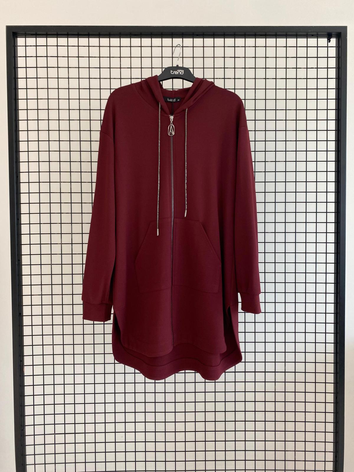 Armine TREND Bağcıklı Kapüşonlu 2 İplik Tunik Bordo 25KT448