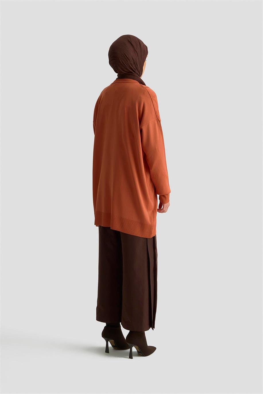 Armine TREND Baklava Desen Detaylı Triko Tunik Şeftali 25YTD4118