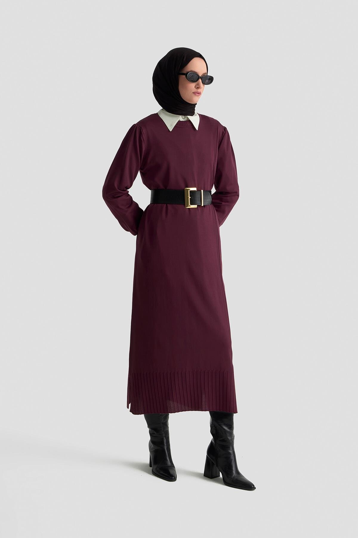 Armine TREND Basic Görünümlü Elbise Mürdüm 25YTD956