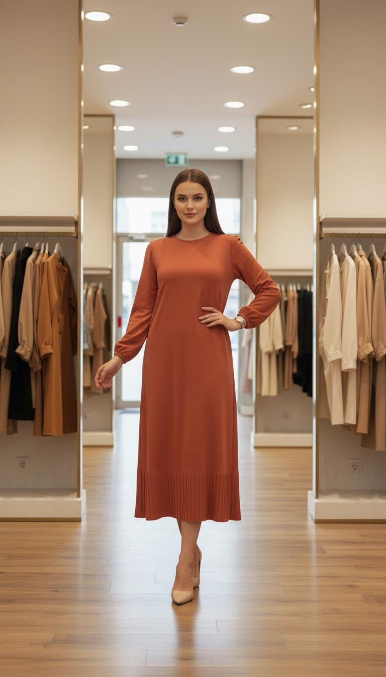 Armine TREND Basic Görünümlü Elbise Şeftali 25YTD956