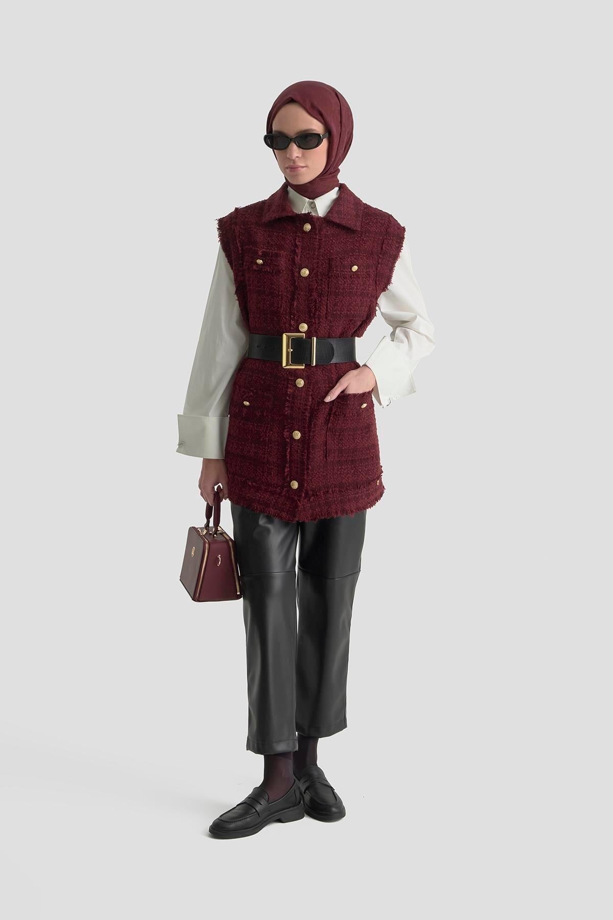 Armine TREND Bayan Yelek Bordo 25KT516