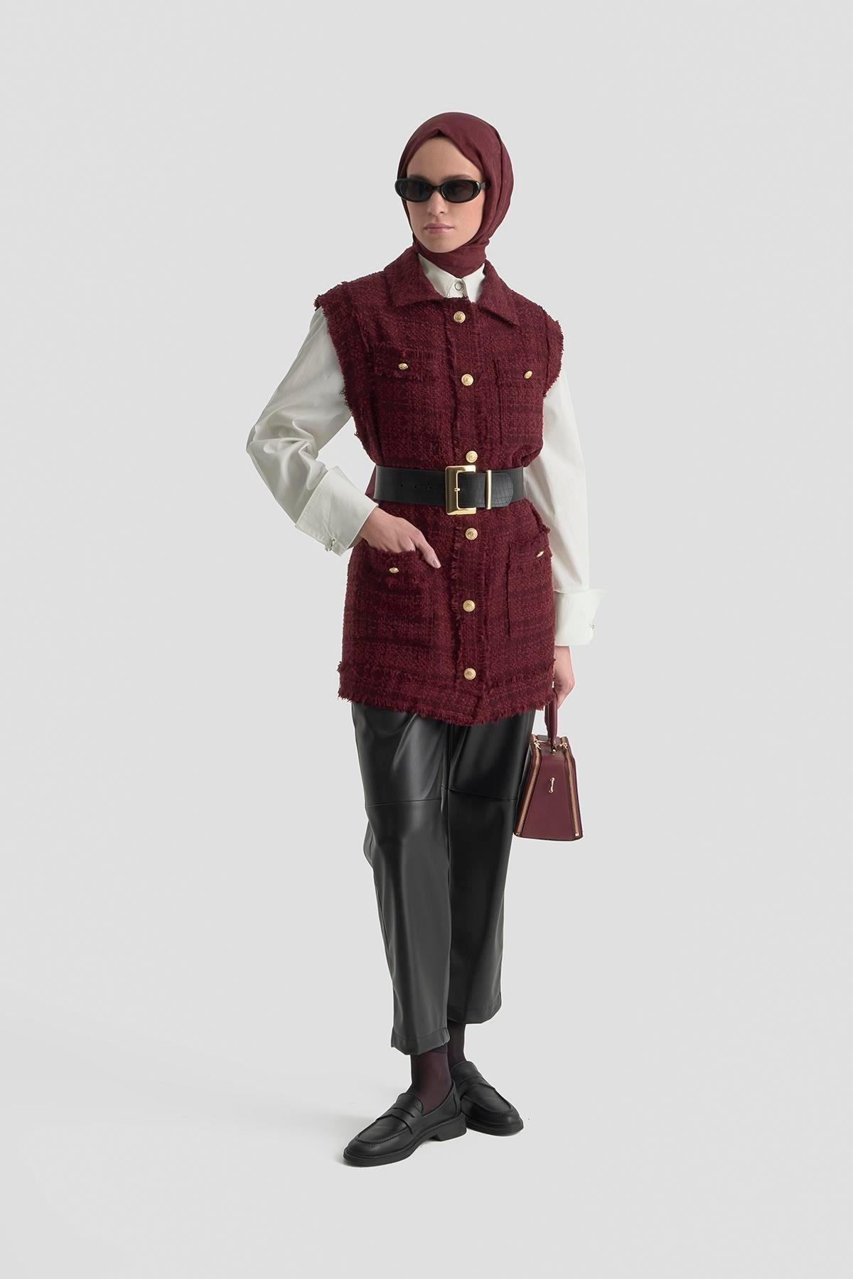 Armine TREND Bayan Yelek Bordo 25KT516