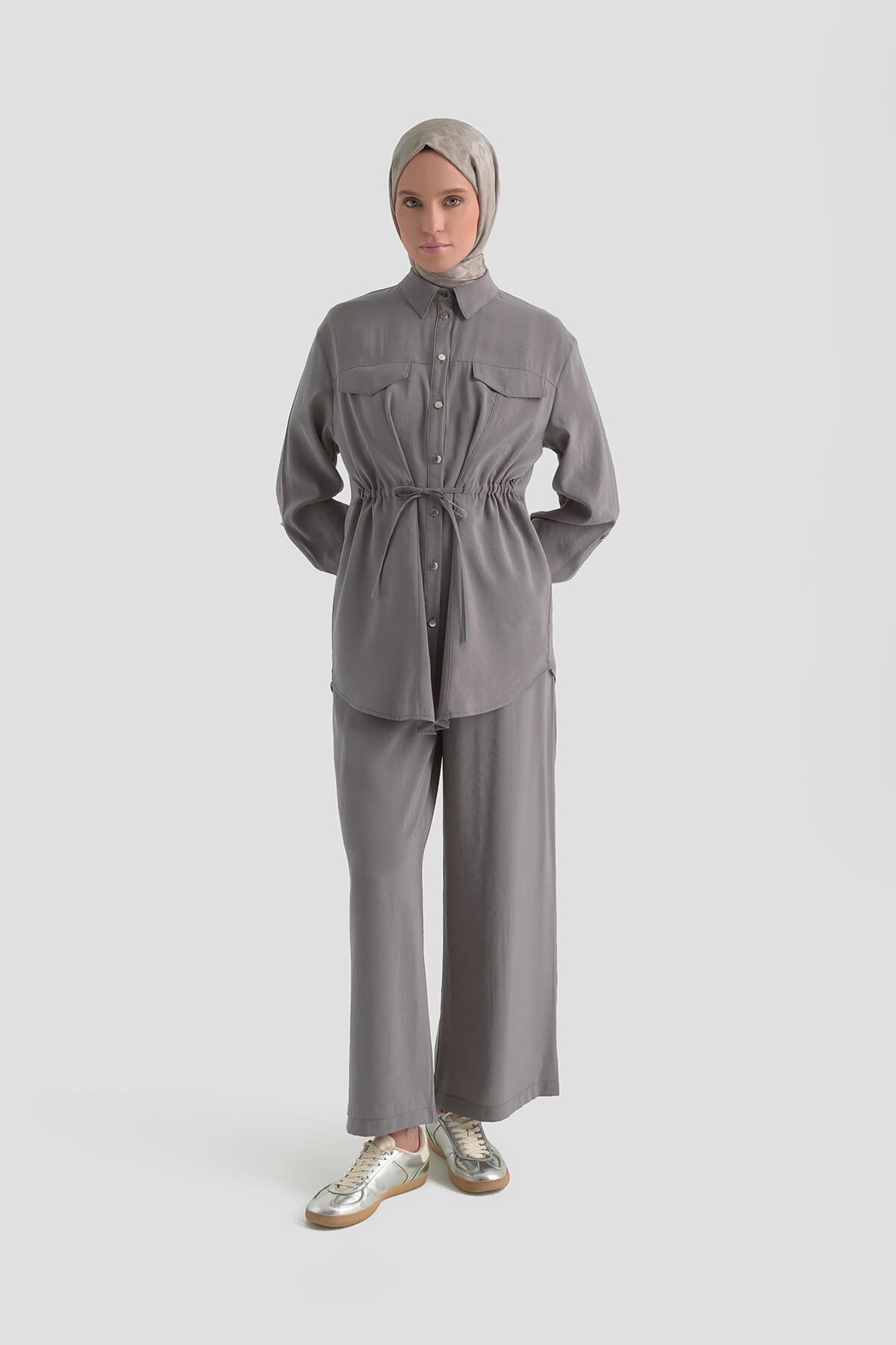 Armine TREND Belden Bağcıklı Spor Pantolonlu Cupra Takım Açık Gri 26YT619