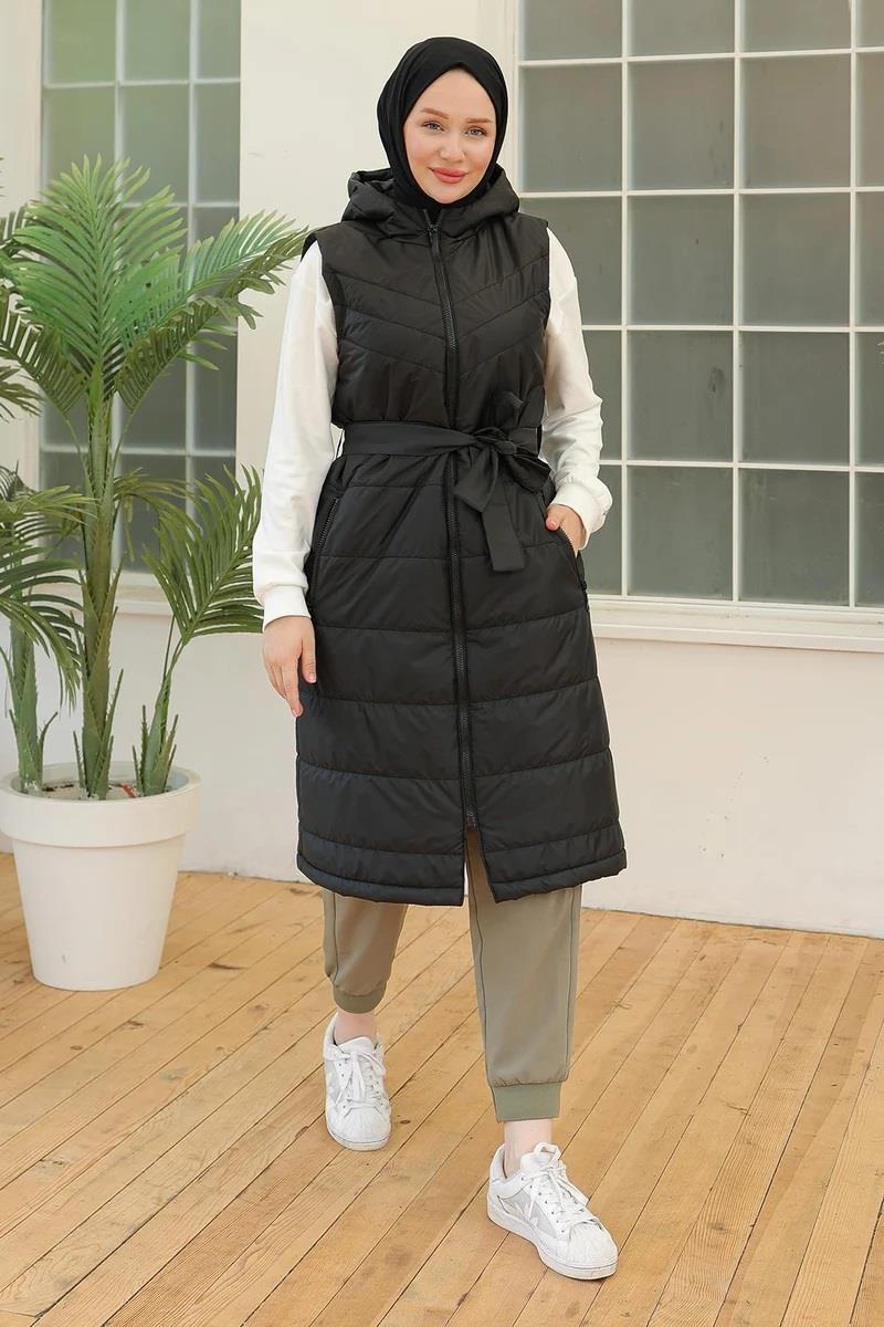ARMİNE TREND Beli Kemerli Yelek Siyah 23KT508