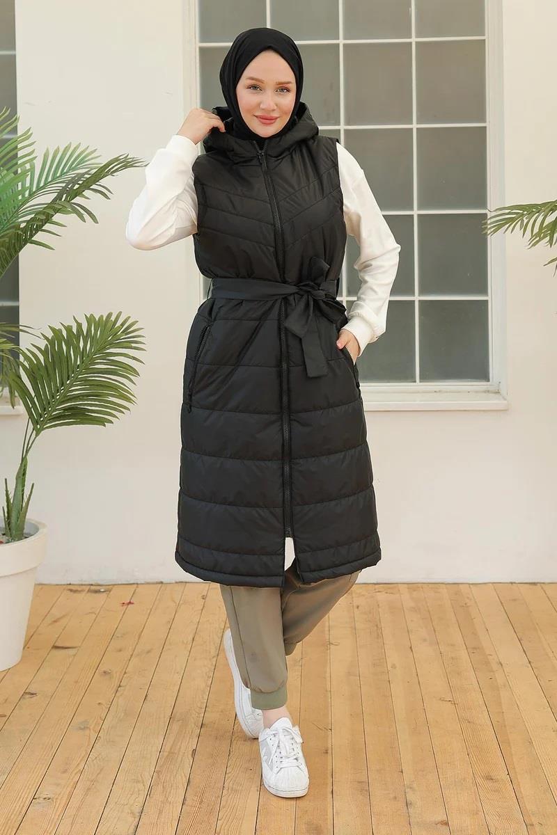 ARMİNE TREND Beli Kemerli Yelek Siyah 23KT508