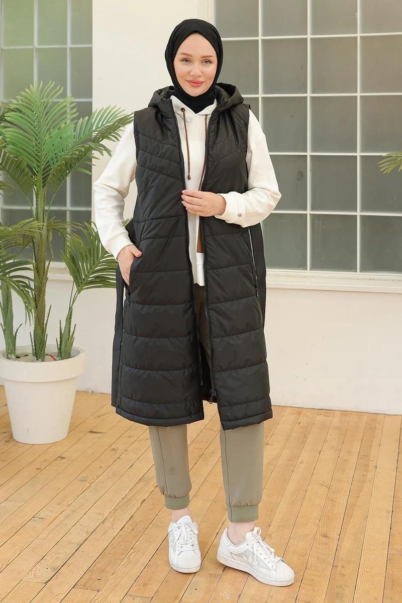 ARMİNE TREND Beli Kemerli Yelek Siyah 23KT508