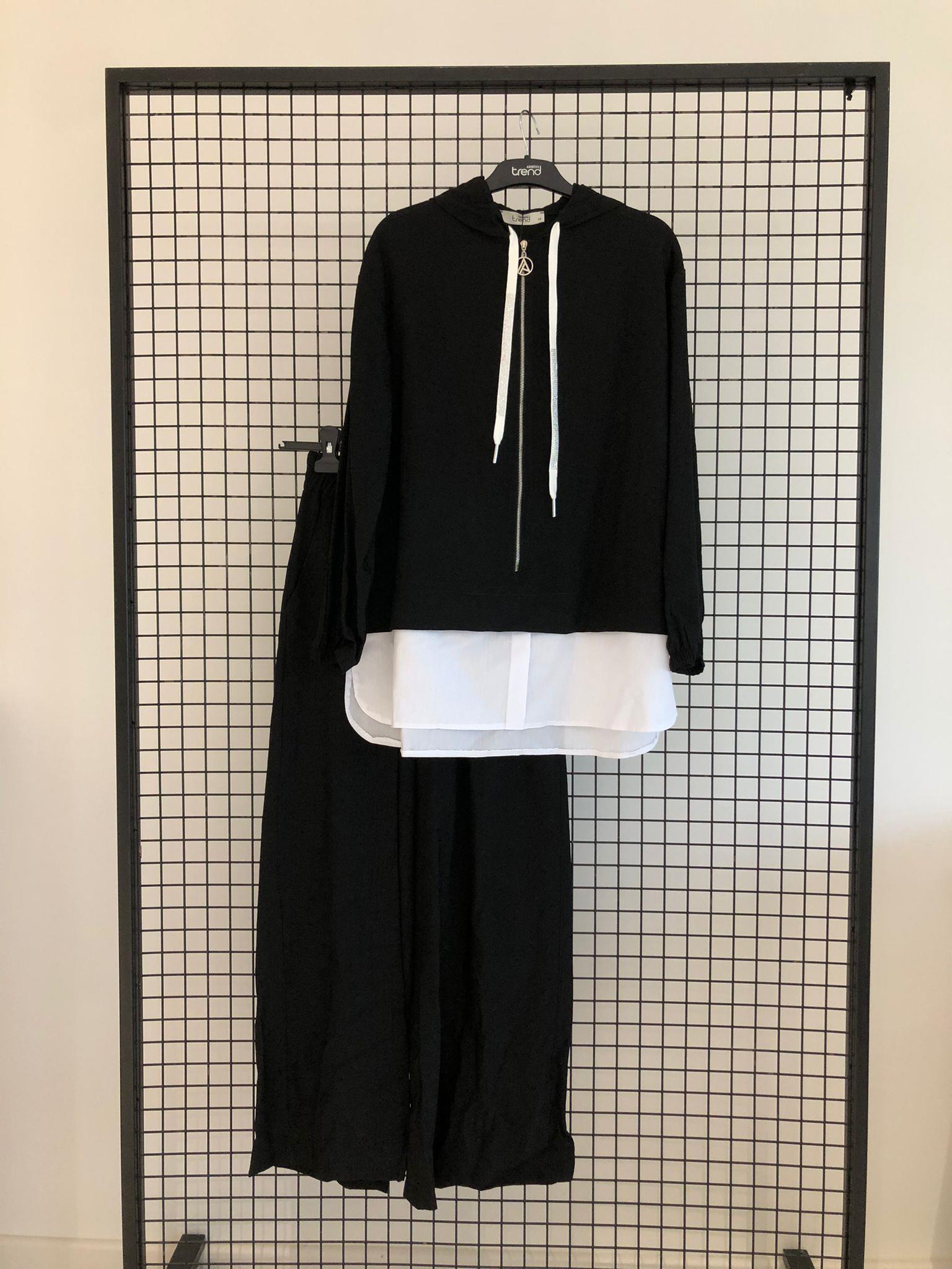 Armine TREND Beyaz Gömlek Detaylı Pantolonlu Takım Siyah 25YT697