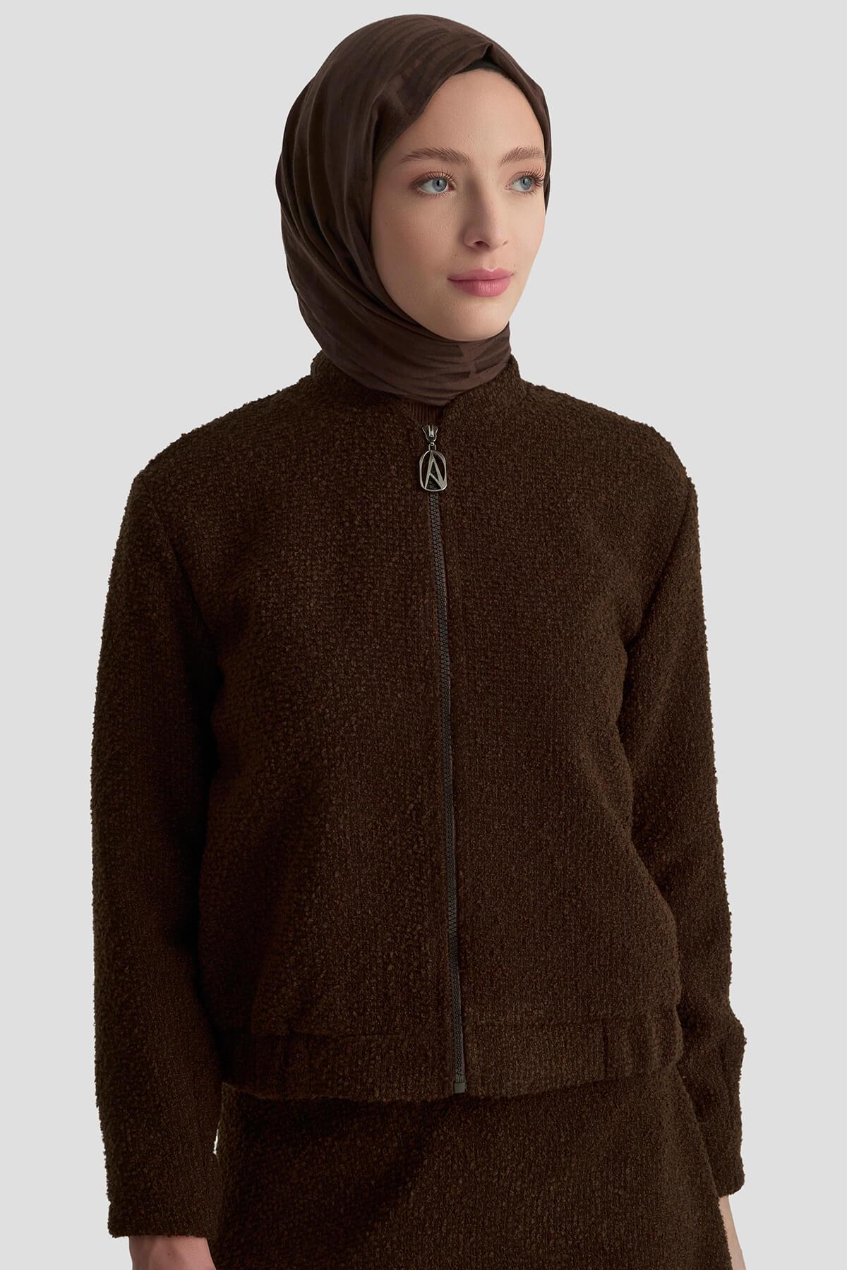 Armine TREND Ceket Fermuar Detaylı Alt Üst Takım Kahverengi 25KT627