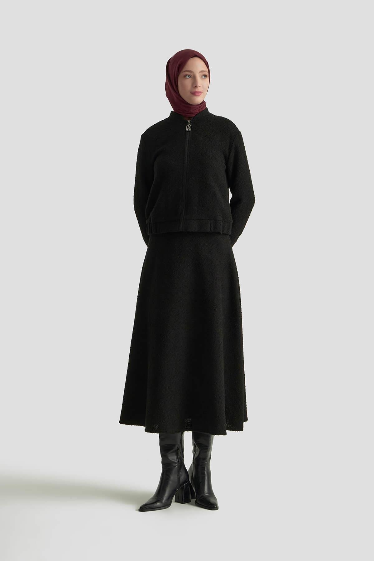 Armine TREND Ceket Fermuar Detaylı Alt Üst Takım Siyah 25KT627