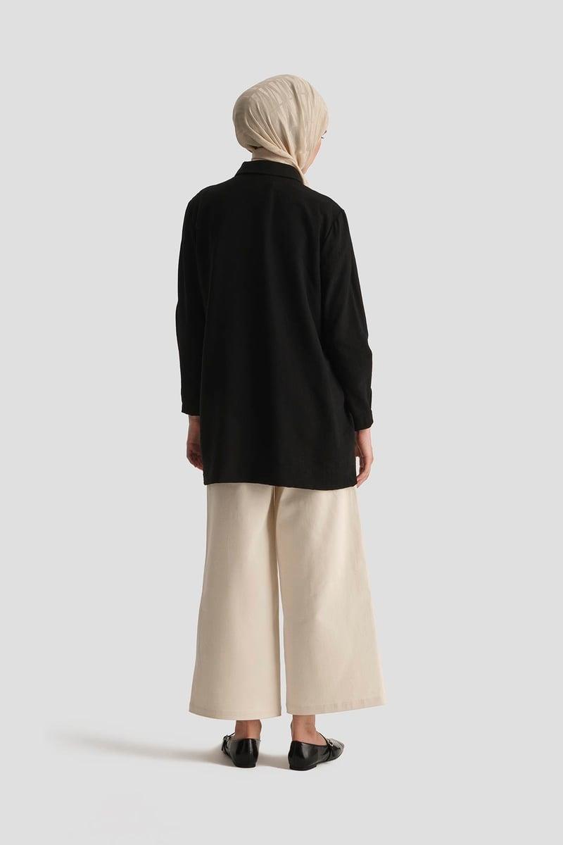 Armine TREND Cep Çiçek Detaylı Tunik Siyah 25YT4150