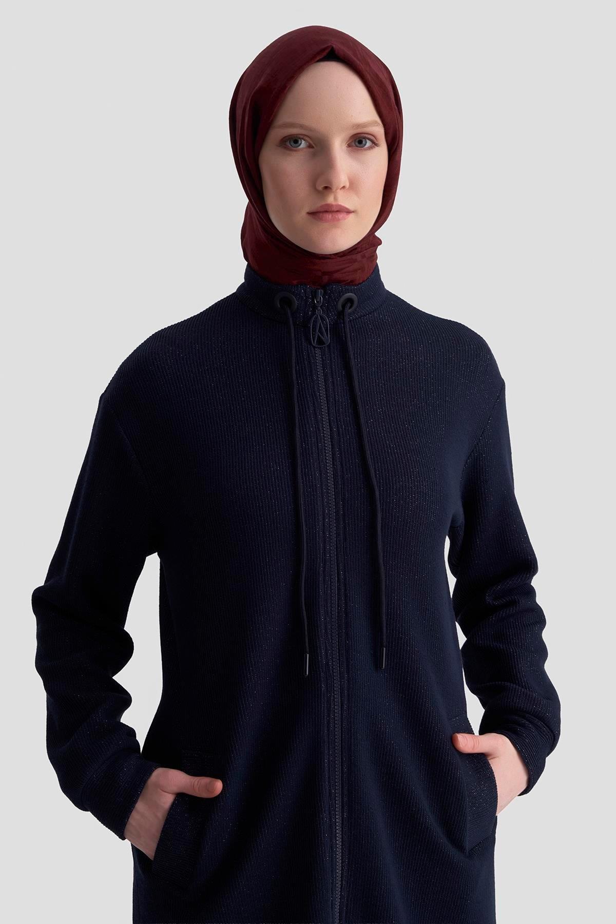 Armine TREND Cepli Sim Detaylı Ceket - Tunik Lacivert 25KT555