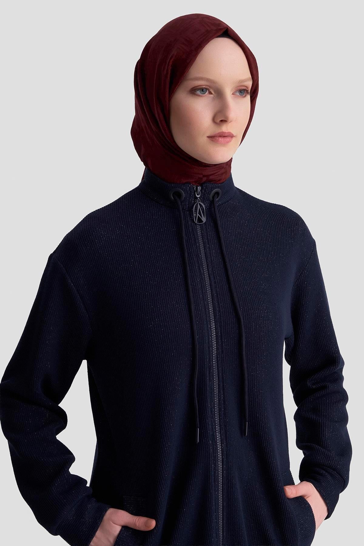 Armine TREND Cepli Sim Detaylı Ceket - Tunik Lacivert 25KT555