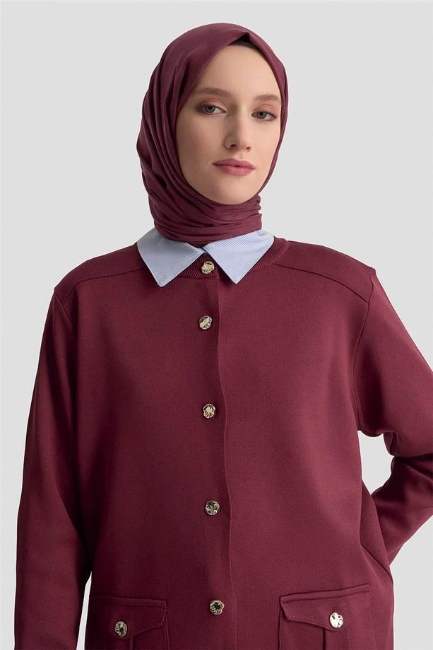 Armine TREND Cepli Triko Hırka Bordo 25YTD4120
