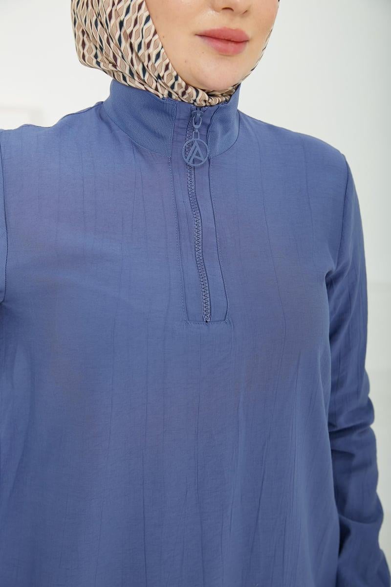Armine TREND Çilek Kumaş Bayan Tunik İndigo 25YT433