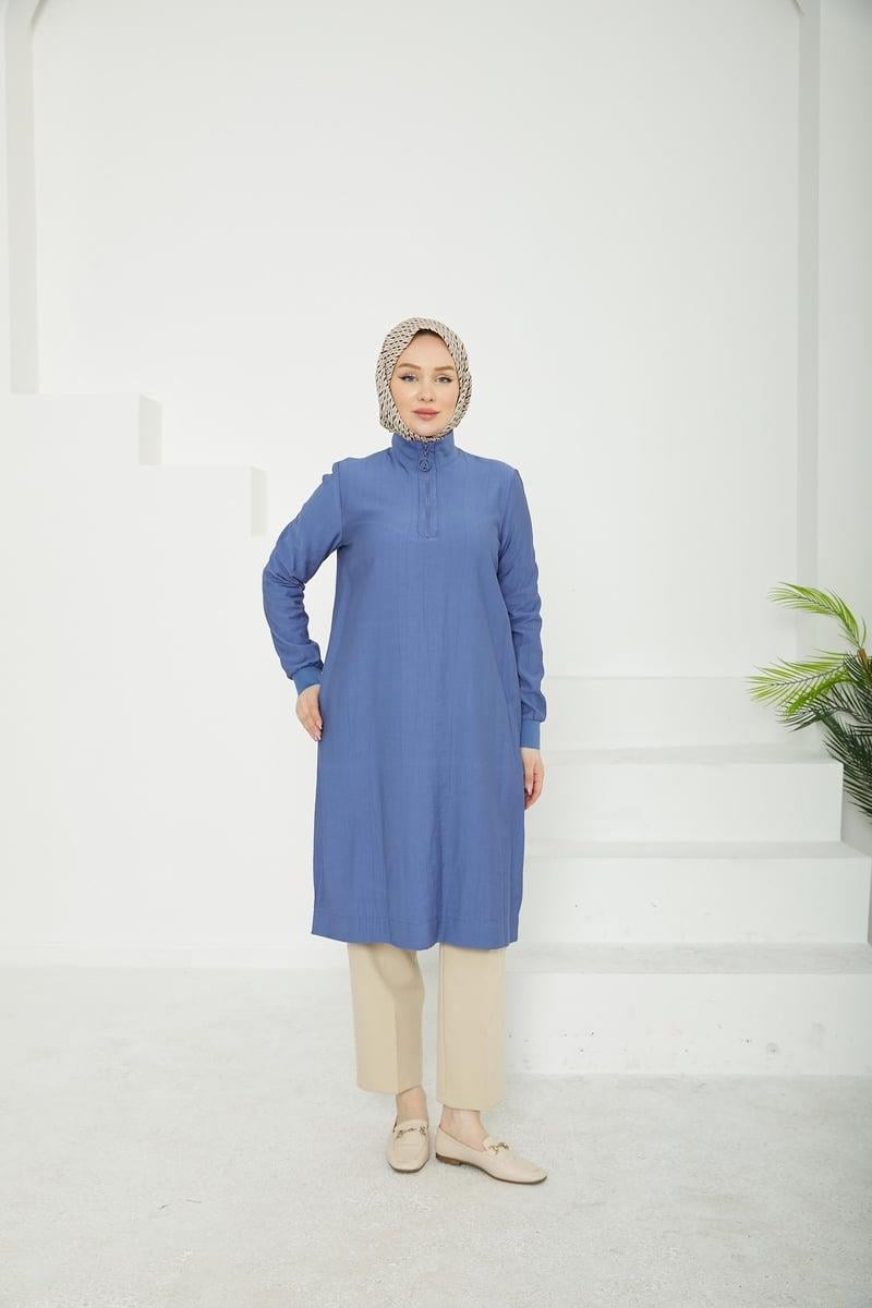 Armine TREND Çilek Kumaş Bayan Tunik İndigo 25YT433