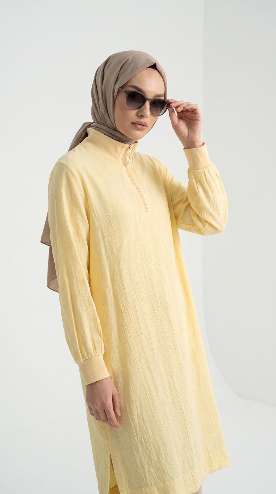 Armine TREND Çilek Kumaş Yarım Fermuarlı Tunik Sarı 26YT462