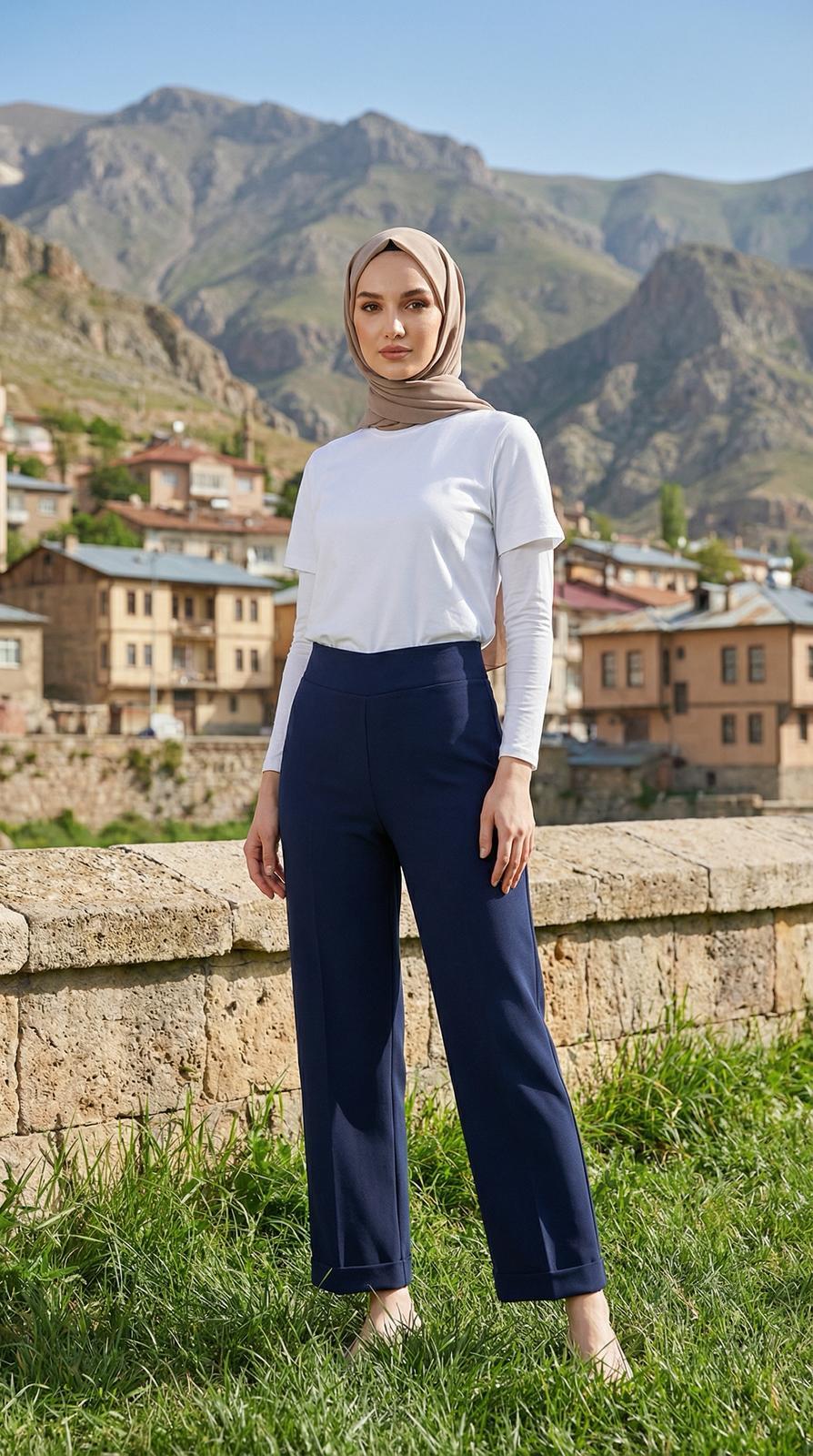 Armine TREND Double Krep Double Paça Pantolon Lacivert 26YT210