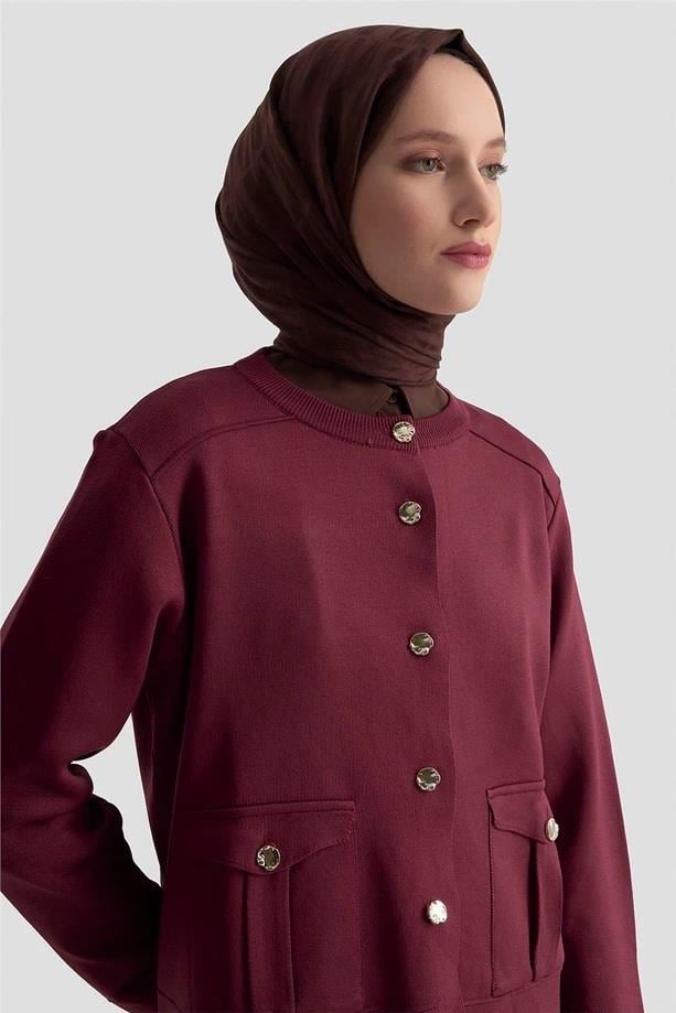 Armine TREND Düğmeli Etekli Merserize Takım Bordo 25YTD6120