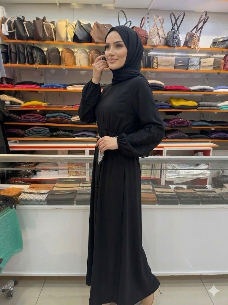 Armine TREND Eşarp Kemerli Elbise Siyah 26YT911