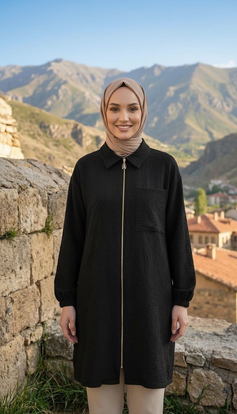 Armine TREND Fermuar Detay Tunik Siyah 26YT460