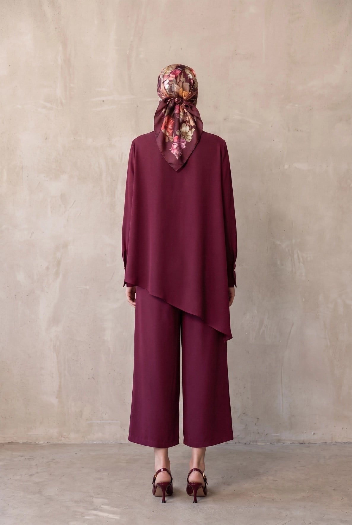 Armine TREND Fularlı Broşlu Asimetrik İkili Takım Bordo 26ka610