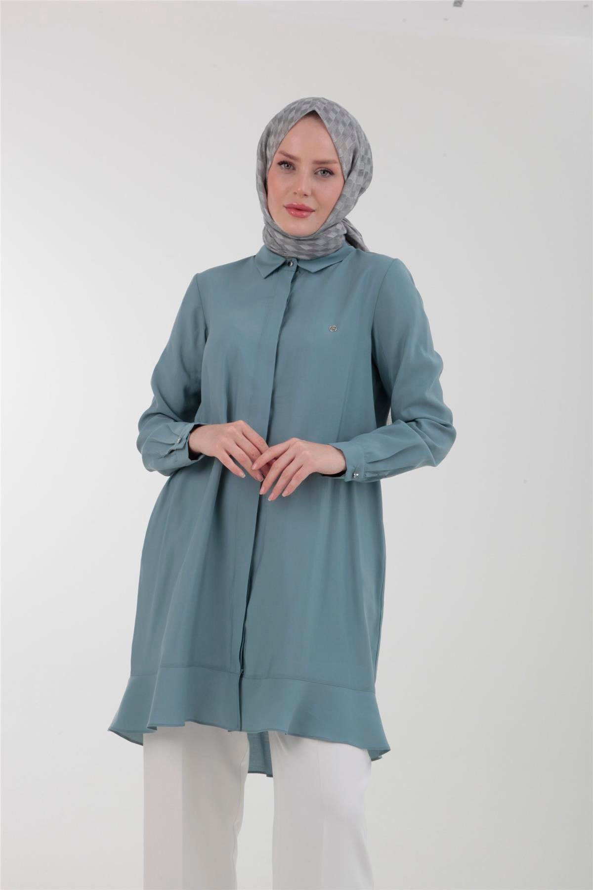 Armine Trend Gizli Düğmeli Gömlek 23YT459 Mint