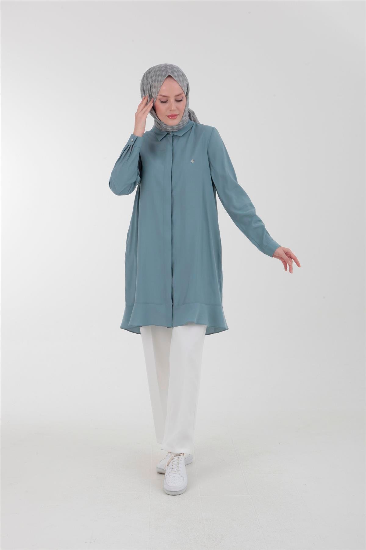 Armine Trend Gizli Düğmeli Gömlek 23YT459 Mint