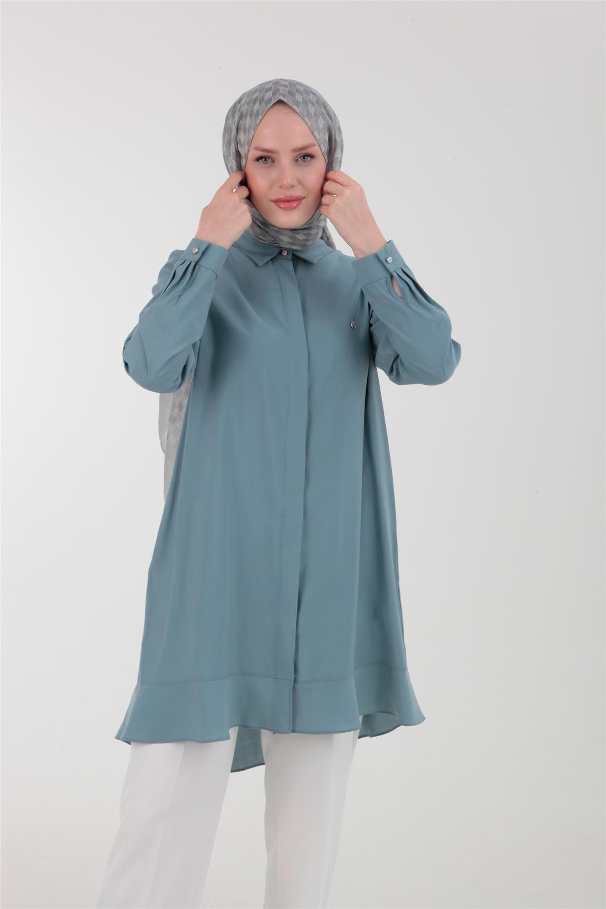 Armine Trend Gizli Düğmeli Gömlek 23YT459 Mint