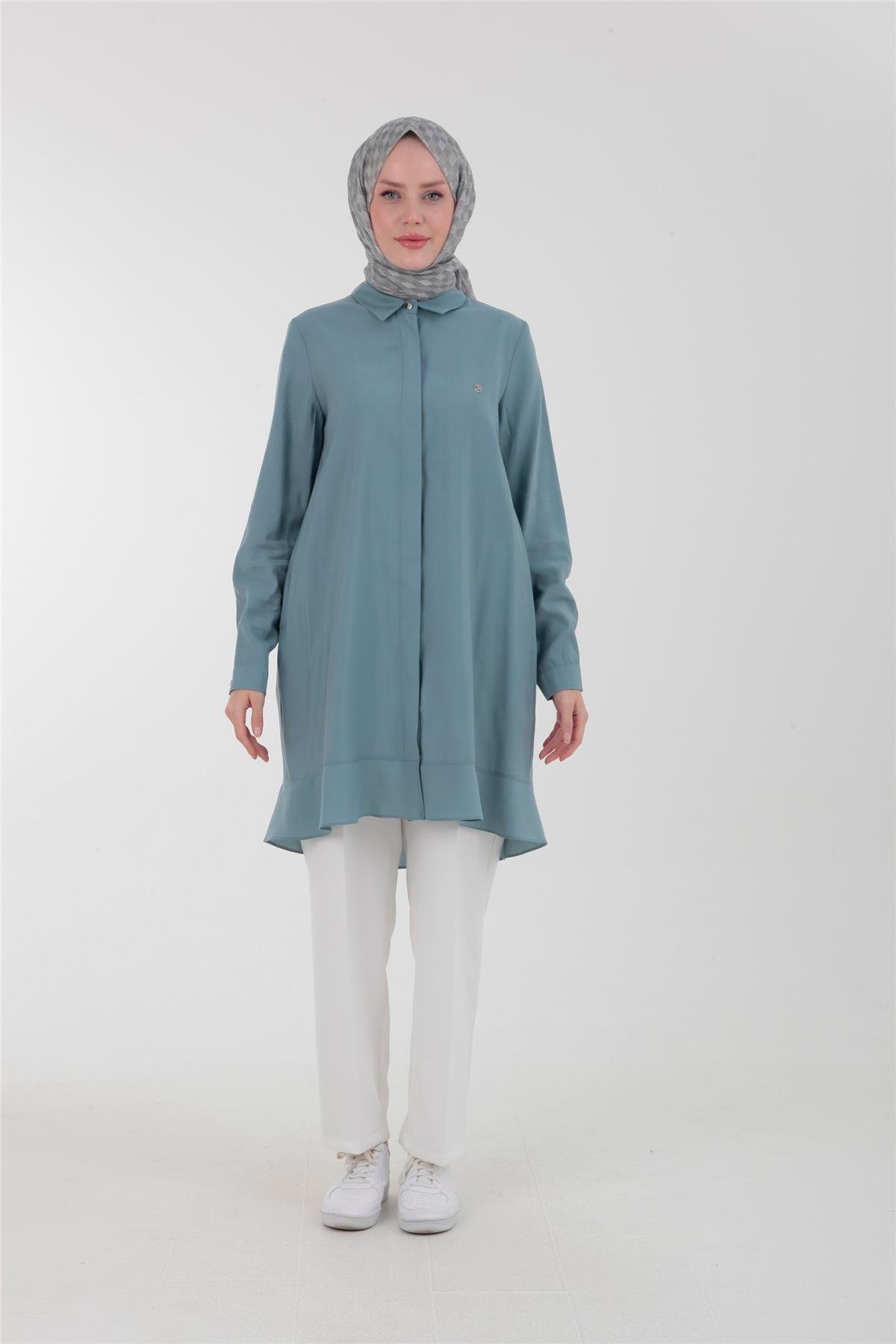 Armine Trend Gizli Düğmeli Gömlek 23YT459 Mint