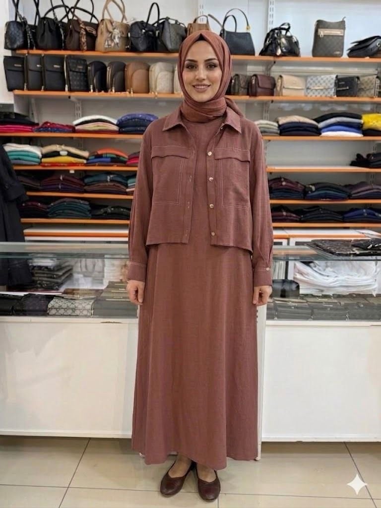Armine TREND Gömlek Yaka Elbiseli İkili Takım Bitter 26YT622