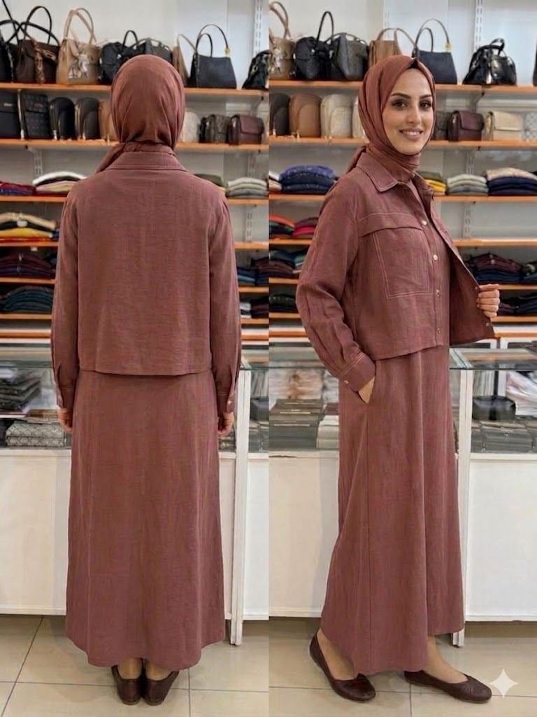 Armine TREND Gömlek Yaka Elbiseli İkili Takım Bitter 26YT622