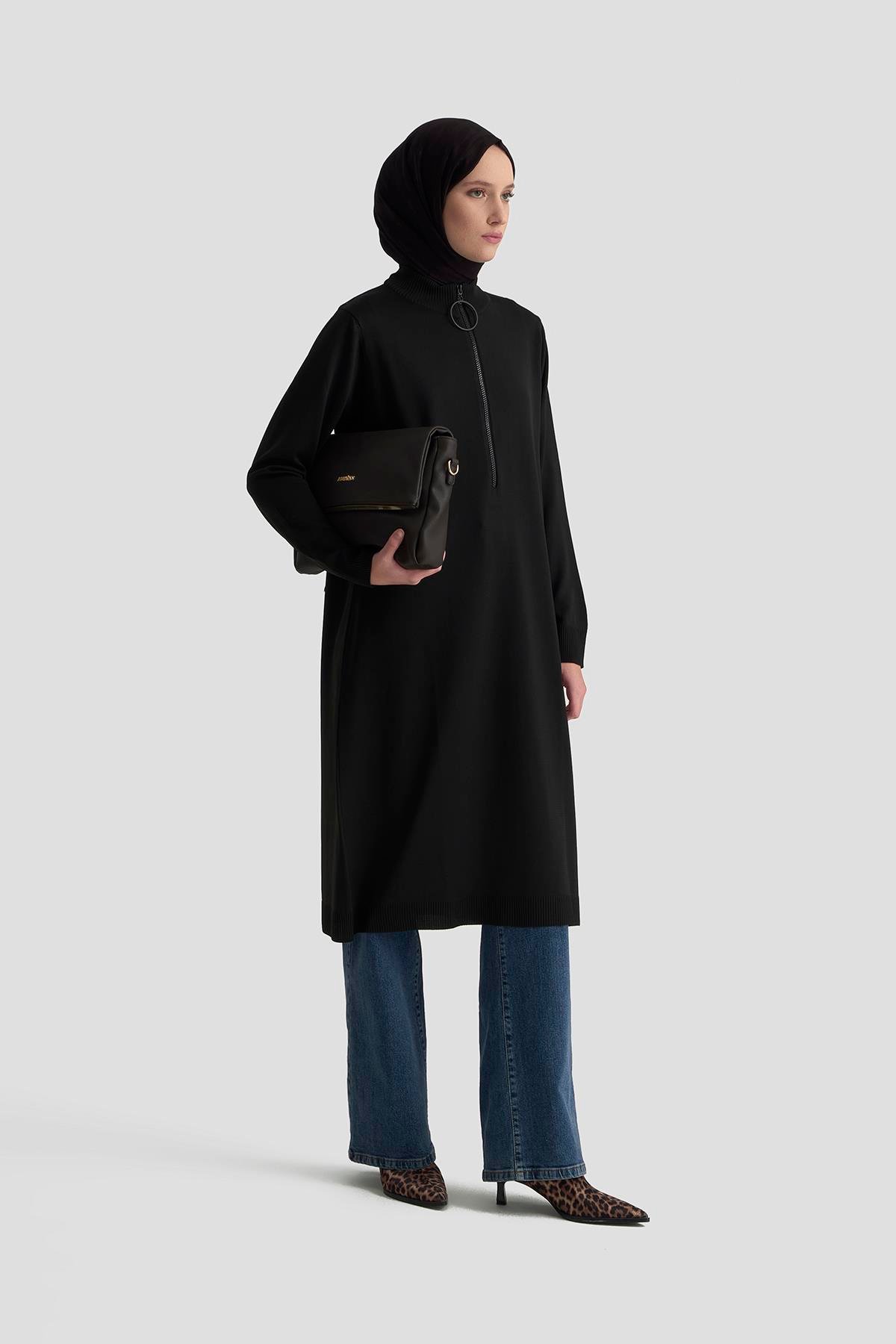 Armine TREND Halkalı Bayan Triko Tunik Siyah 25YTD4113