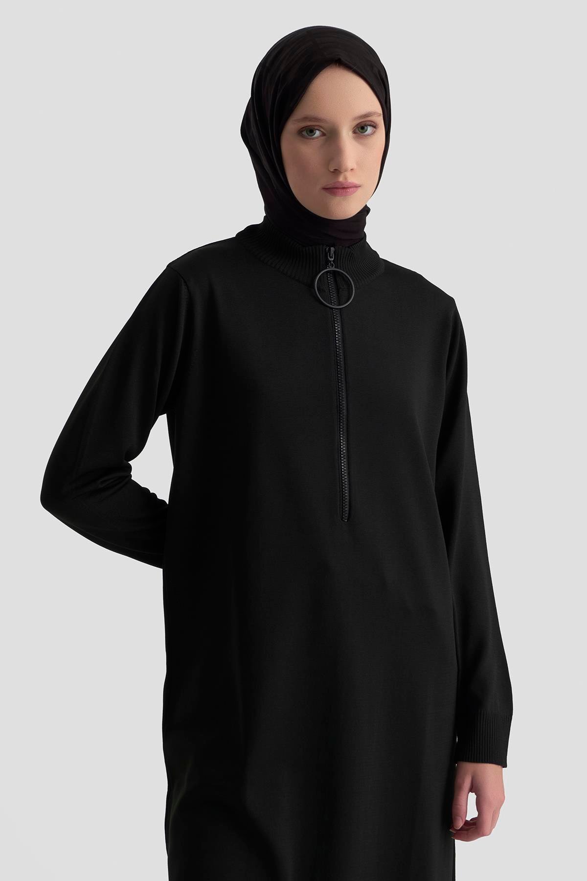 Armine TREND Halkalı Bayan Triko Tunik Siyah 25YTD4113