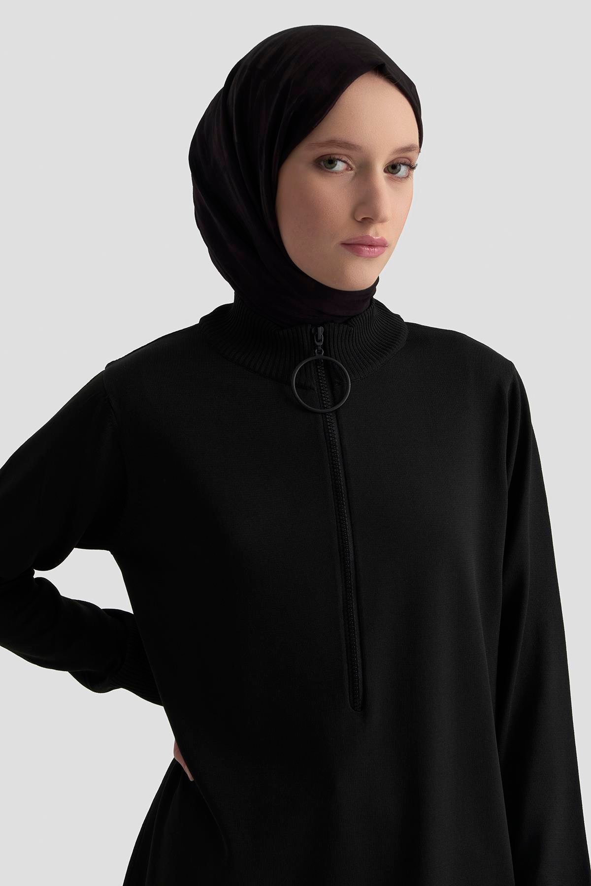 Armine TREND Halkalı Bayan Triko Tunik Siyah 25YTD4113