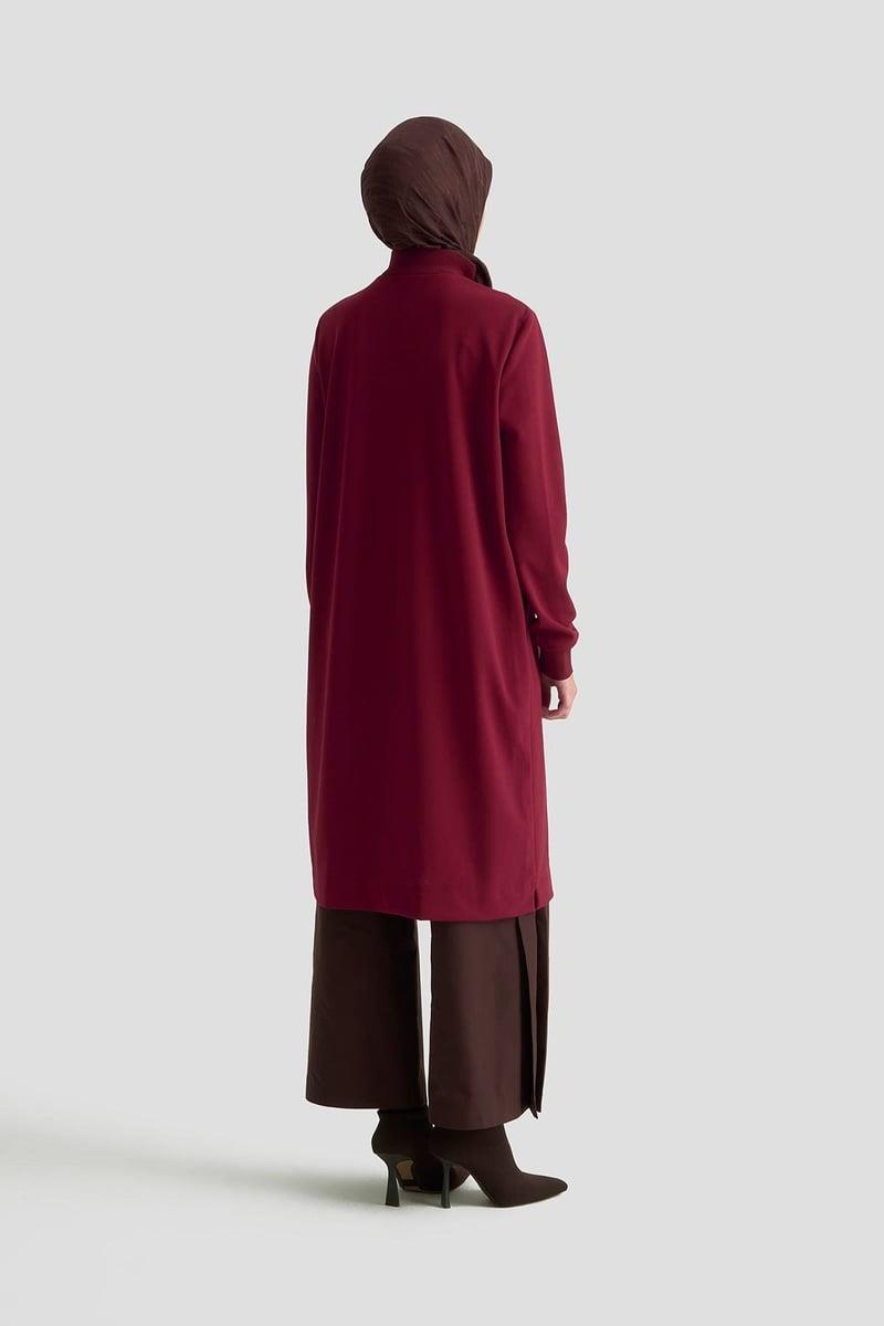 Armine TREND Halkalı Örme Kumaş Tunik Bordo 25KT456