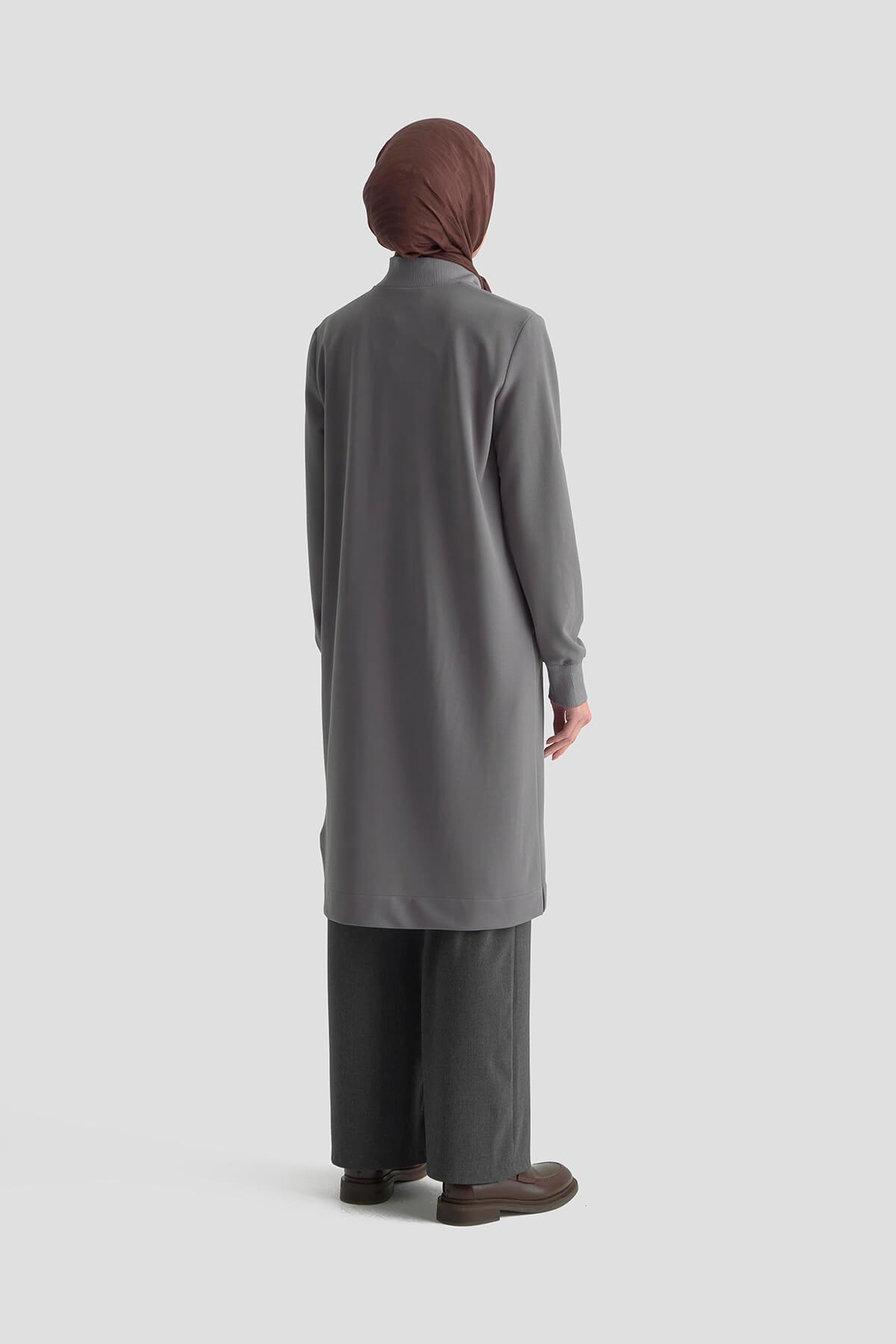 Armine TREND Halkalı Örme Kumaş Tunik Gri 25KT456