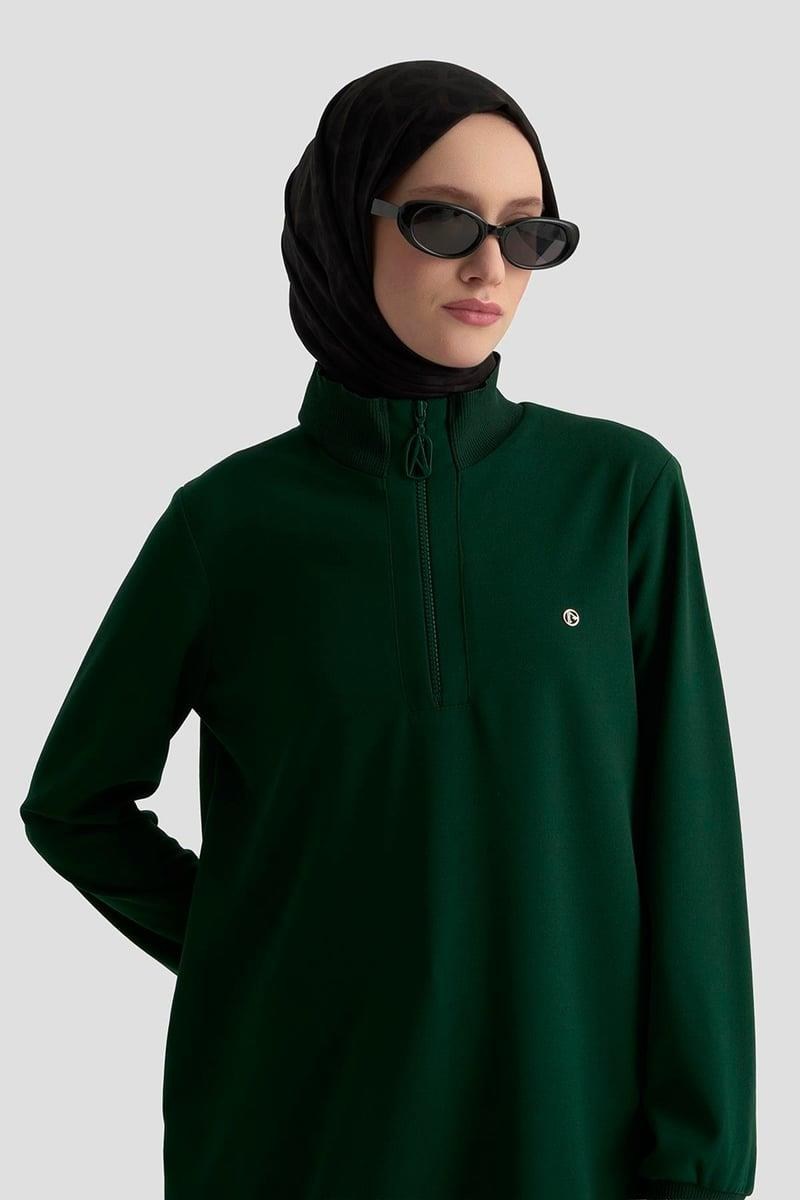 Armine TREND Halkalı Örme Kumaş Tunik Zümrüt 26KT456